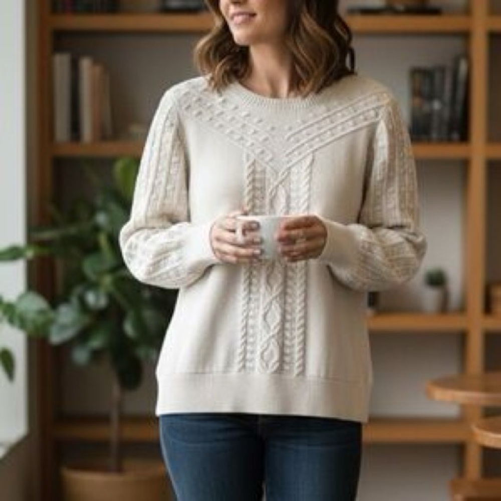 LOFT Bauble Sweater in cream